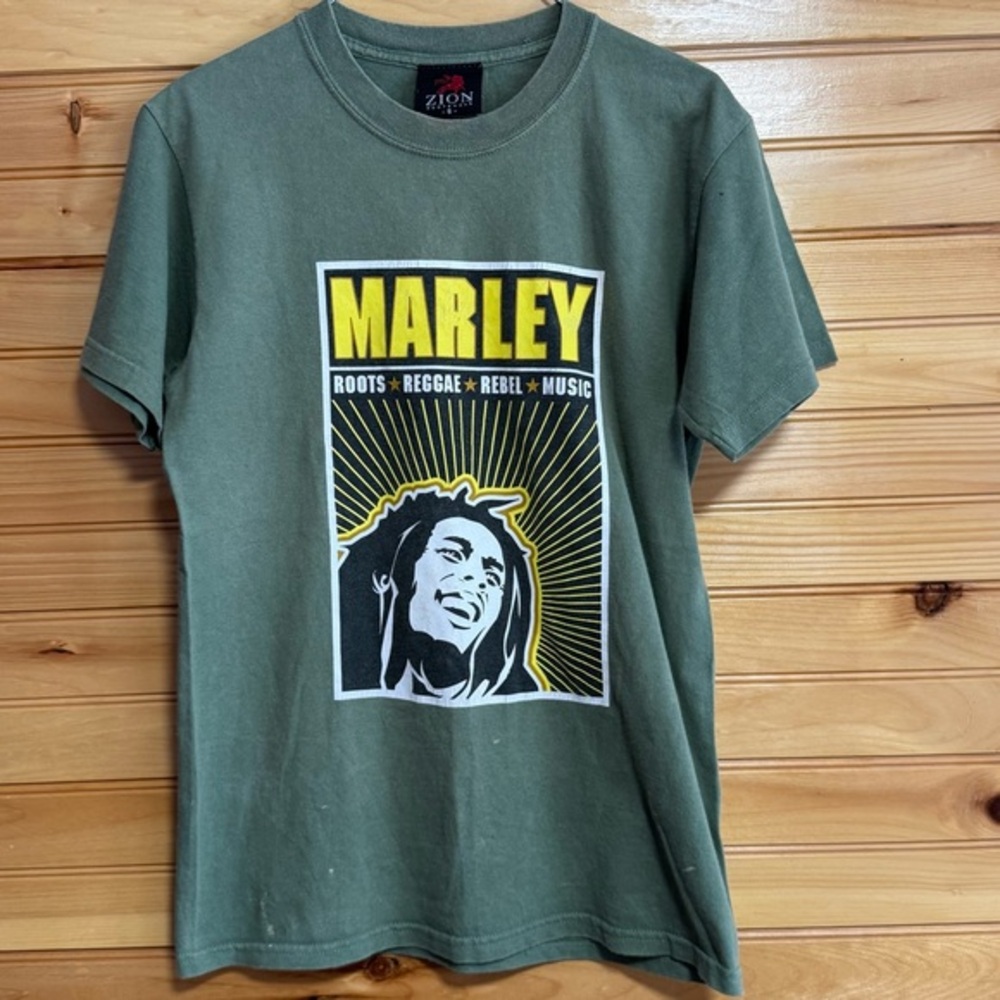 Zion Rootswear Green Bob Marley Graphic T-Shirt Small